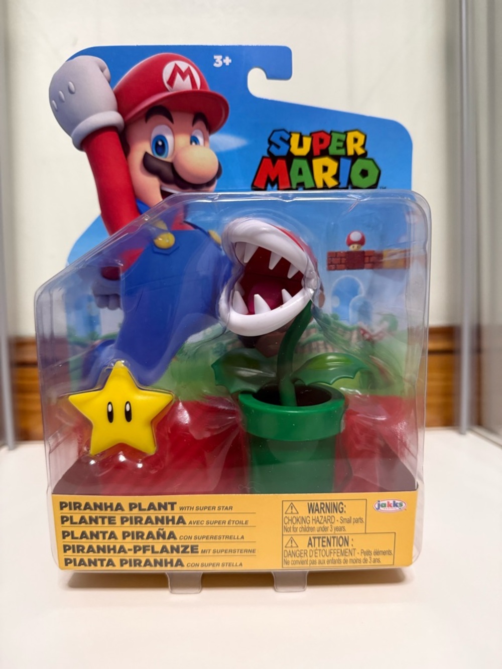 Nintendo Super Mario Piranha Plant Figure with Yellow Star